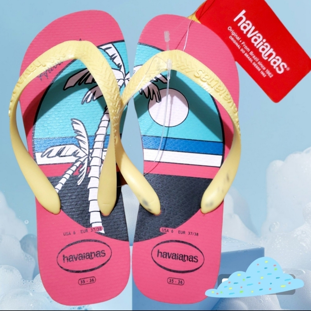 NWT Havaianas Women's Sz 6 "Pink Porcelain" Flip Flops Beach/Vacation Wear
